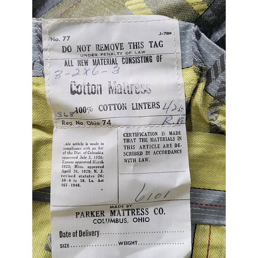 Vintage Mcm Mattress Ticking Cover‎ New Old Stock Abstract Yellow Stripe